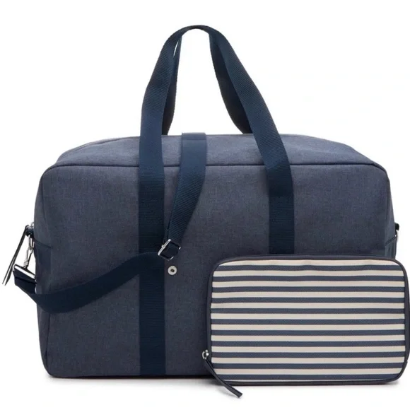 Navy Blue Striped Weekender Bag - Picture 4 of 9